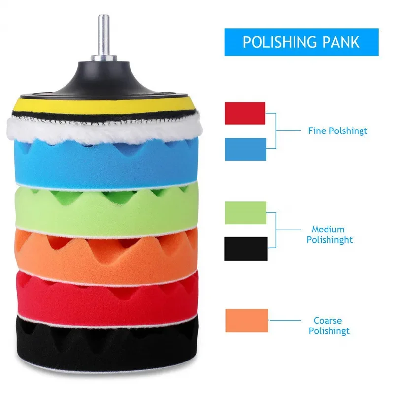 Polish Pad Set Buffer - Kit de almohadillas para pulir autos,